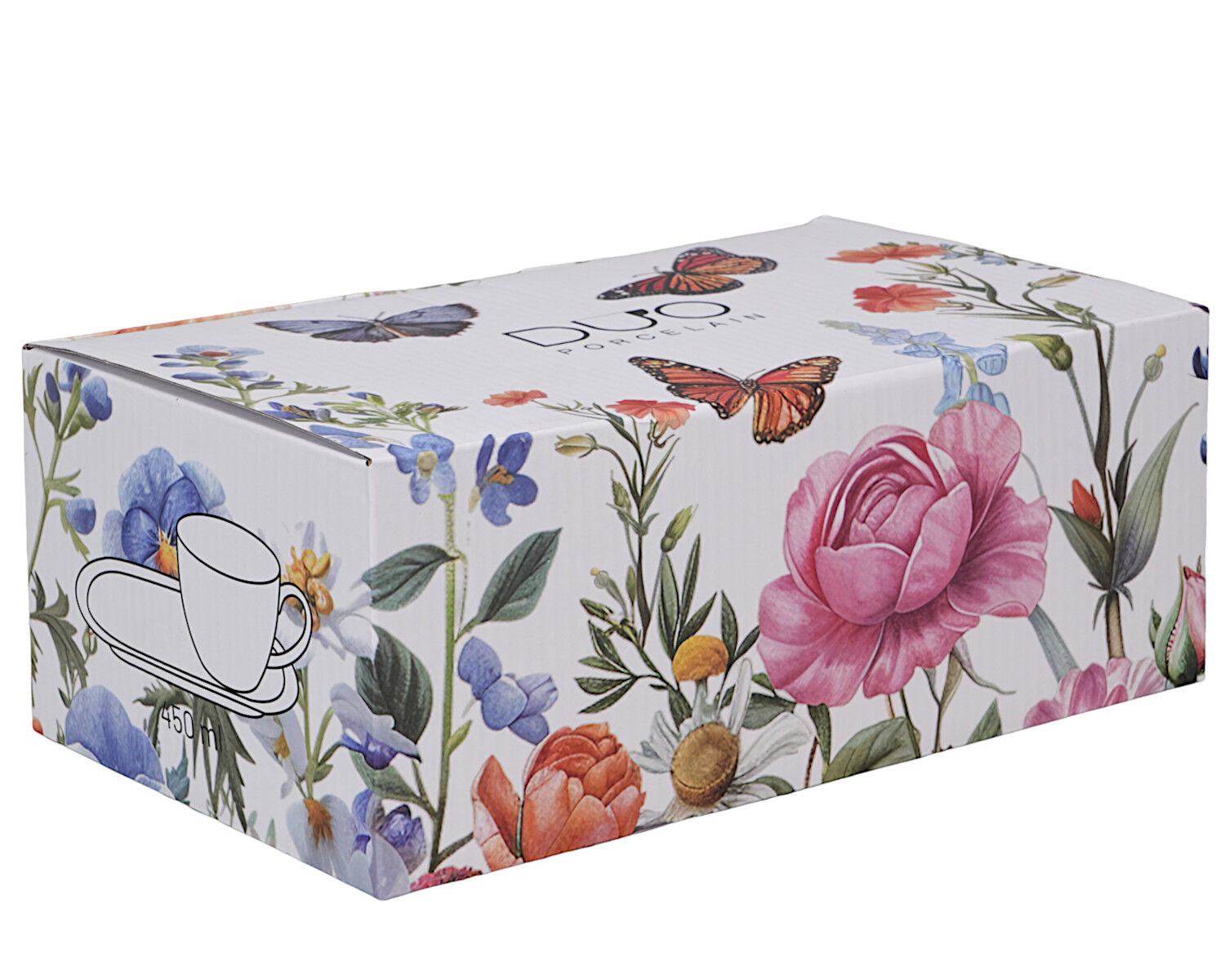 DUO Flowers Classic SUMMER Frühstücks-Set Tasse 450 ml mit langem Unterteller, New Bone China Porzellan – Bild 4