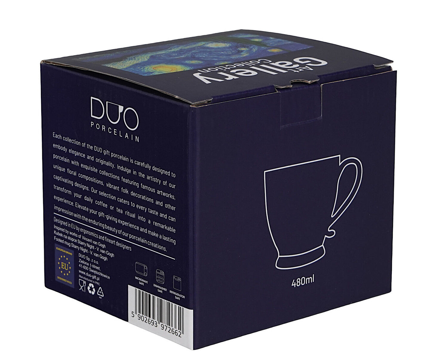 DUO ART GALLERY Becher mit Fuß 500 ml STARRY NIGHT inspired by Van Gogh, New Bone China Porzellan – Bild 2