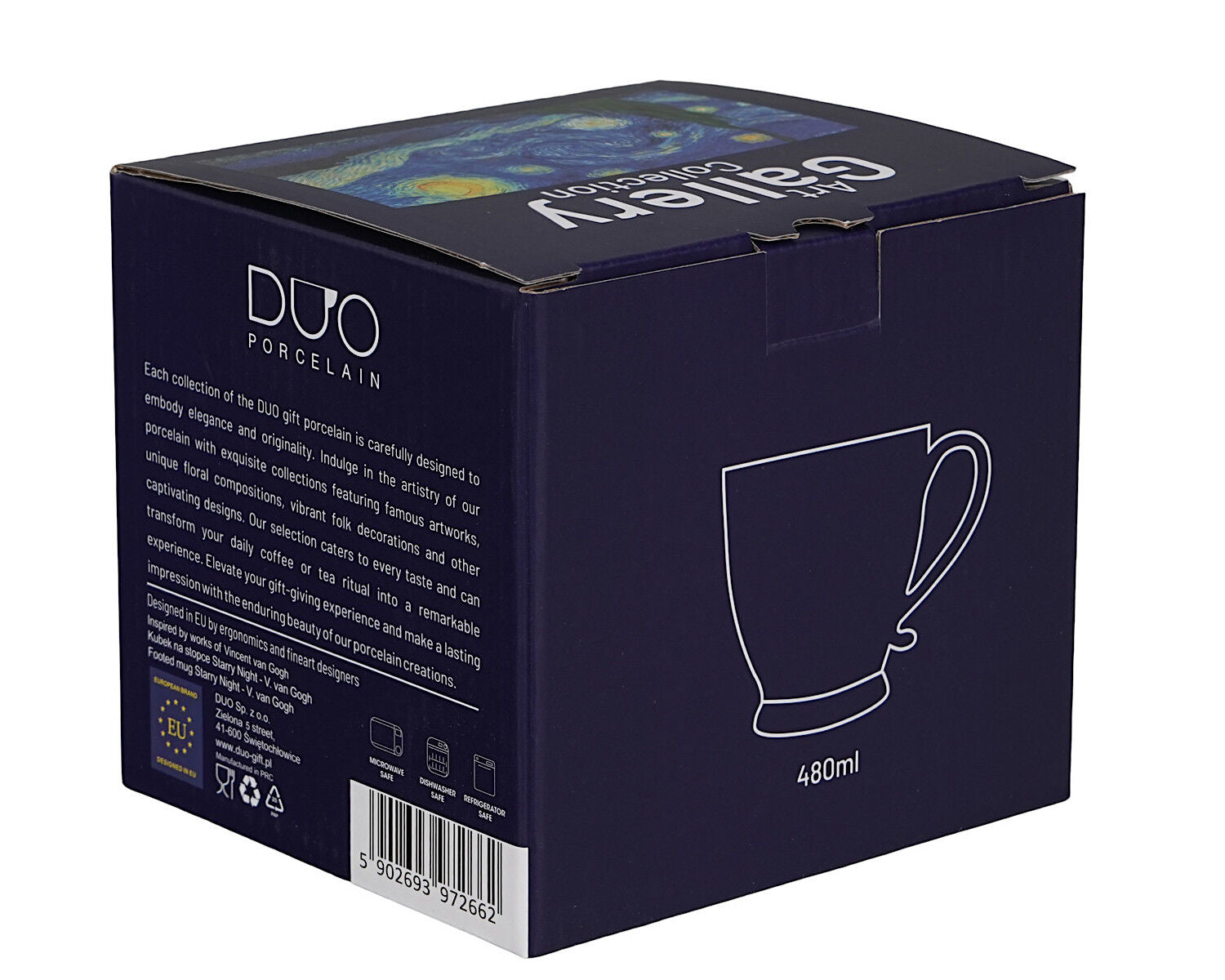 DUO ART GALLERY Becher mit Fuß 500 ml STARRY NIGHT inspired by Van Gogh, New Bone China Porzellan – Bild 2