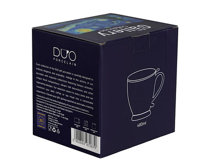 DUO ART GALLERY Becher 500 ml mit Fuß und Teesieb STARRY NIGHT inspired by Van Gogh, New Bone China Porzellan – Bild 2
