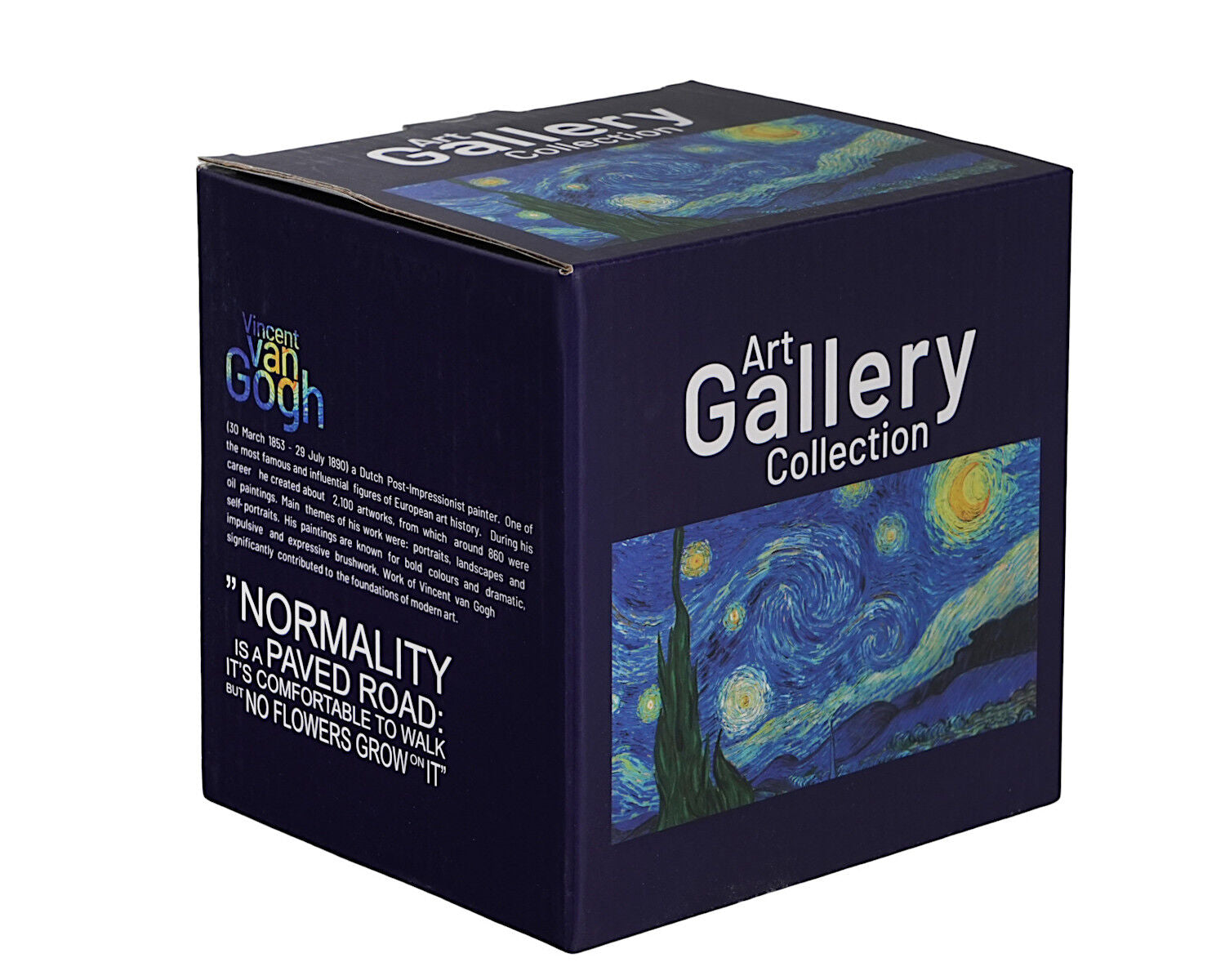 DUO ART GALLERY Becher 500 ml mit Fuß und Teesieb STARRY NIGHT inspired by Van Gogh, New Bone China Porzellan