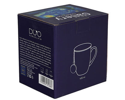 DUO ART GALLERY Becher 400 ml mit Teesieb STARRY NIGHT inspired by Van Gogh, New Bone China Porzellan