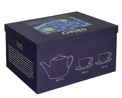 DUO ART GALLERY Teekanne mit 2 Tassen und Teesieb STARRY NIGHT inspired by Van Gogh, New Bone China Porzellan – Bild 5