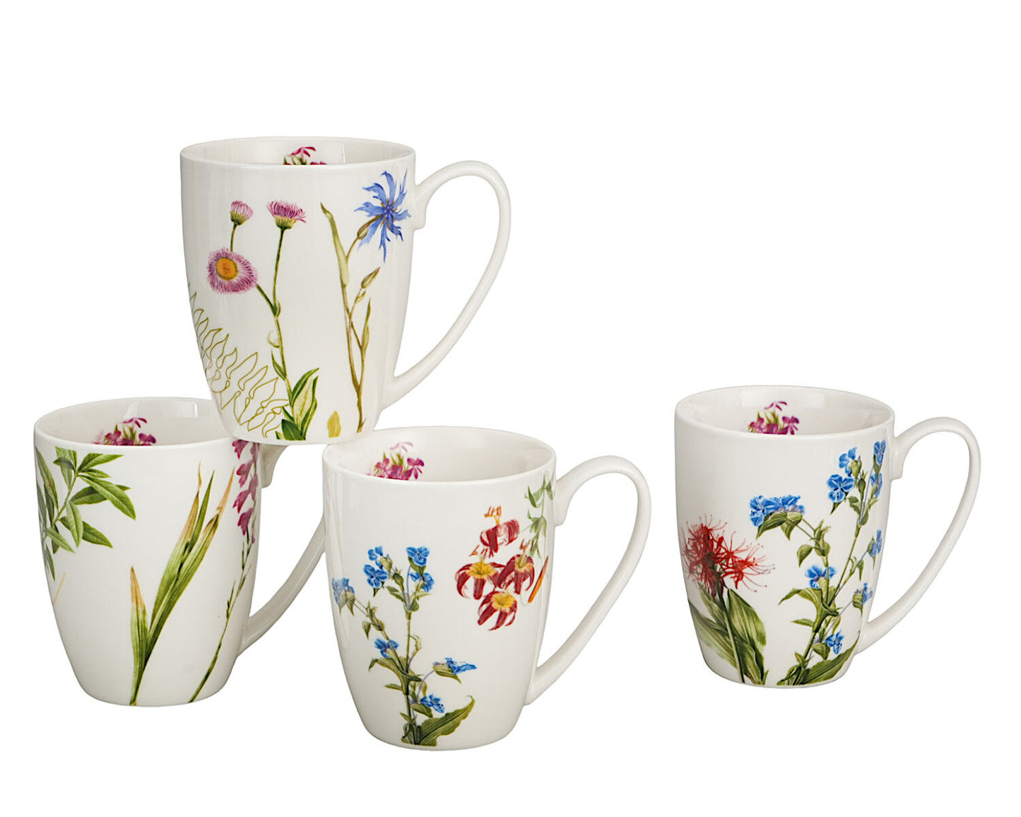 DUO Flower Classic Becher 360 ml COLORS OF NATURE 4er Set, New Bone China Porzellan