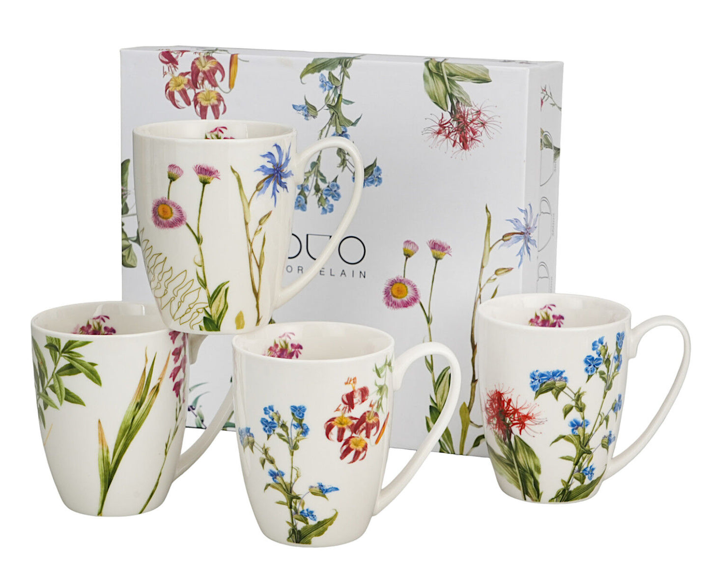 DUO Flower Classic Becher 360 ml COLORS OF NATURE 4er Set, New Bone China Porzellan – Bild 2