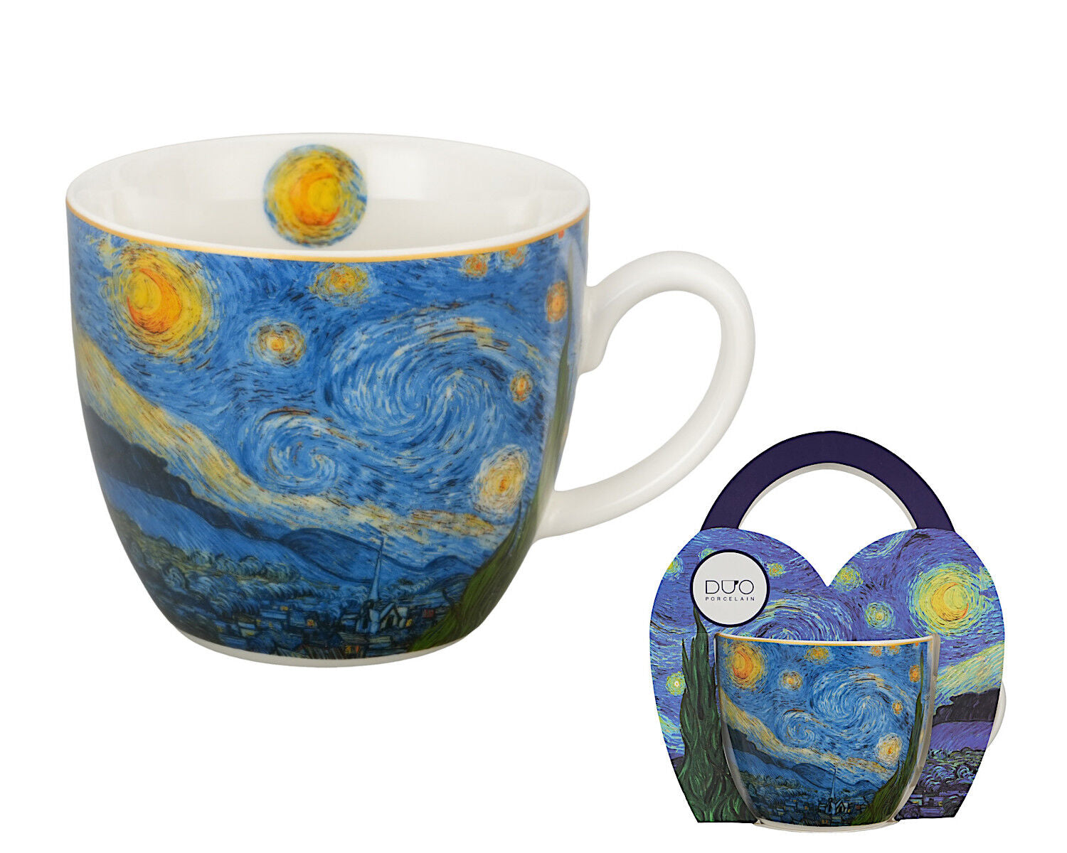 DUO ART GALLERY Becher 460 ml in Tragetasche STARRY NIGHT inspired by Van Gogh, New Bone China Porzellan – Bild 2