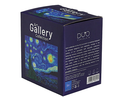 DUO ART GALLERY Klassischer Becher 360 ml mit Löffel STARRY NIGHT inspired by Van Gogh New Bone China Porzellan – Bild 4
