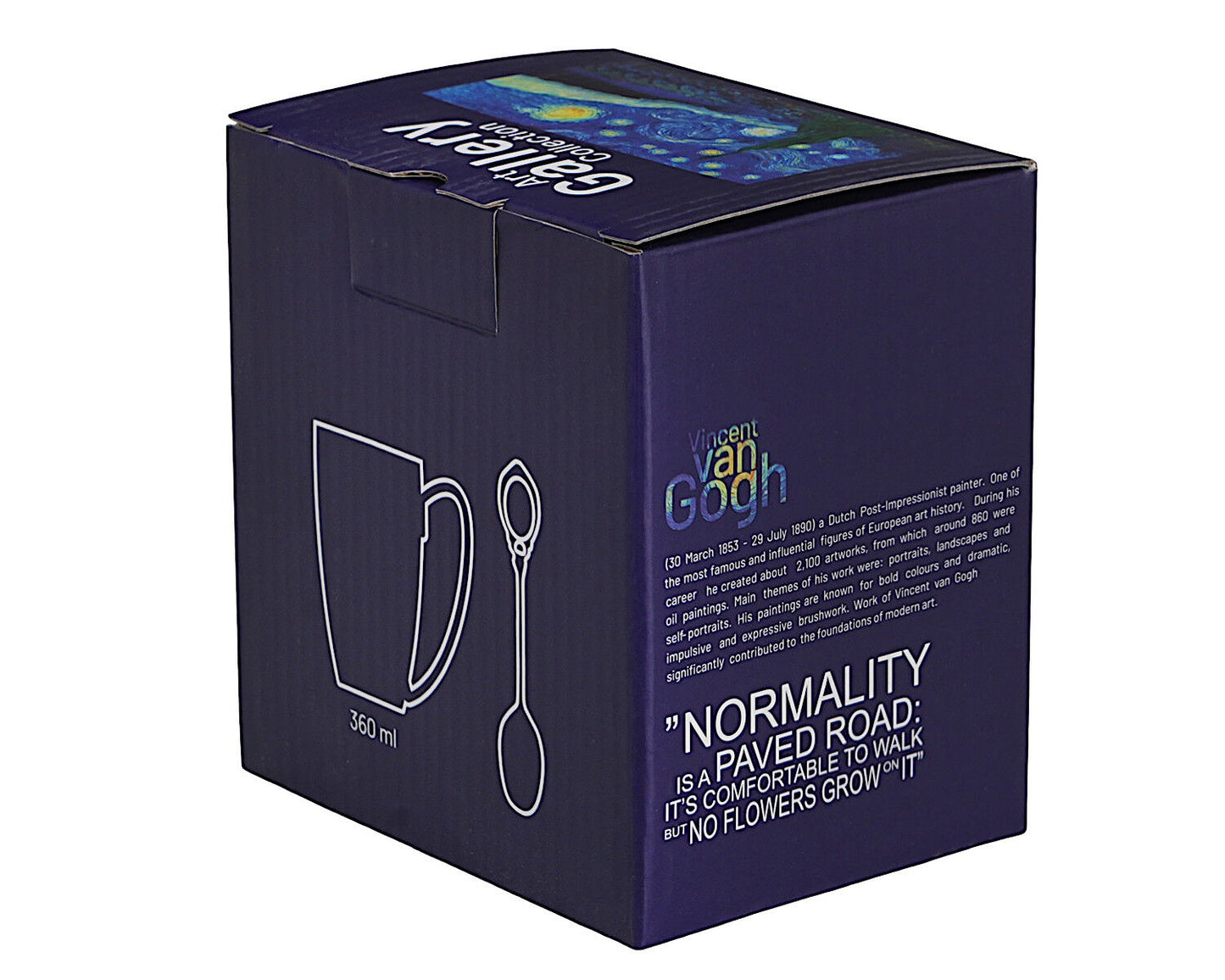 DUO ART GALLERY Klassischer Becher 360 ml mit Löffel STARRY NIGHT inspired by Van Gogh New Bone China Porzellan – Bild 5
