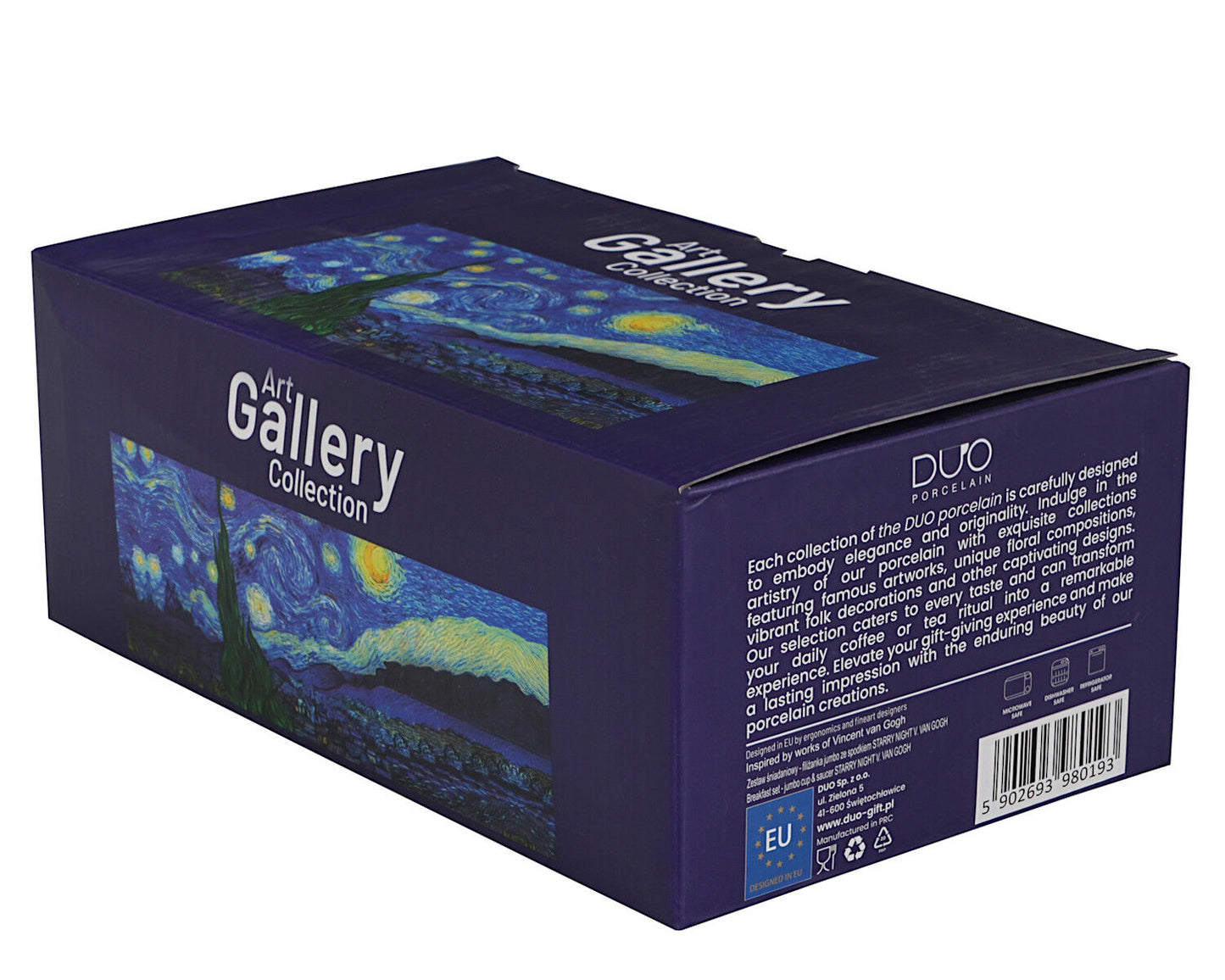 DUO ART GALLERY Frühstücks-Set mit Tasse 450 ml STARRY NIGHT inspired by Van Gogh, New Bone China Porzellan – Bild 4