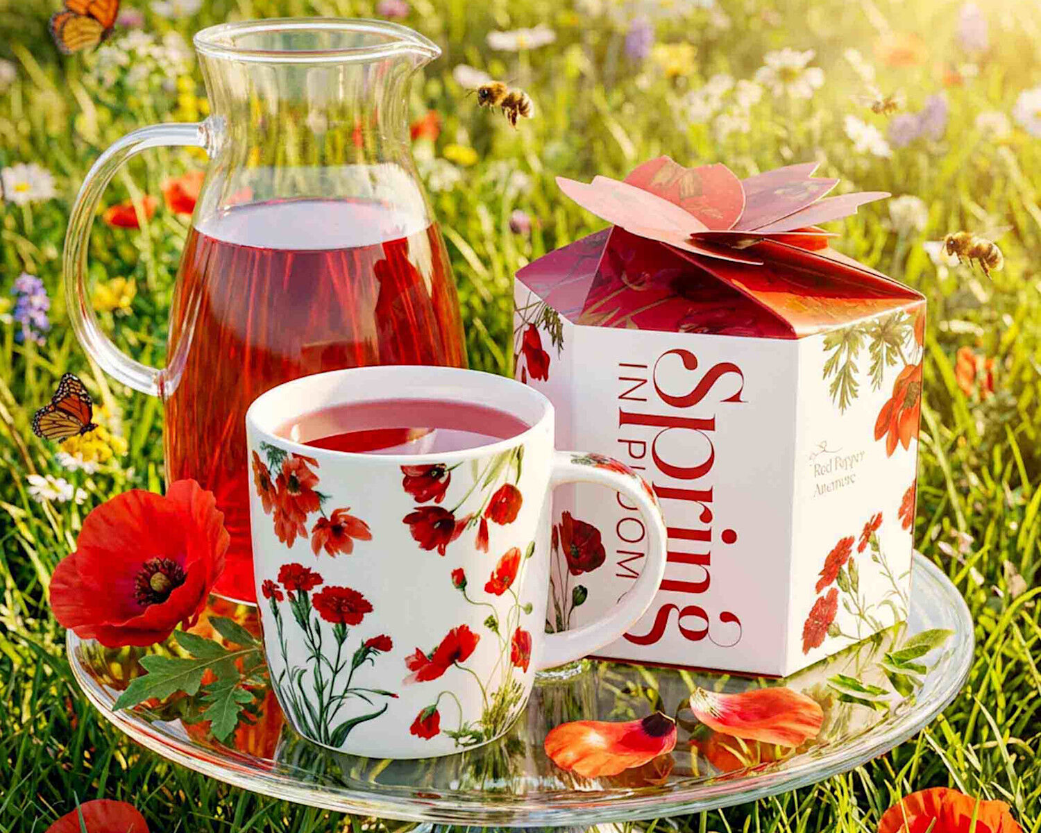 DUO Spring in bloom Becher 400 ml RED FLOWERS in dekorativer Box, New Bone China Porzellan – Bild 8