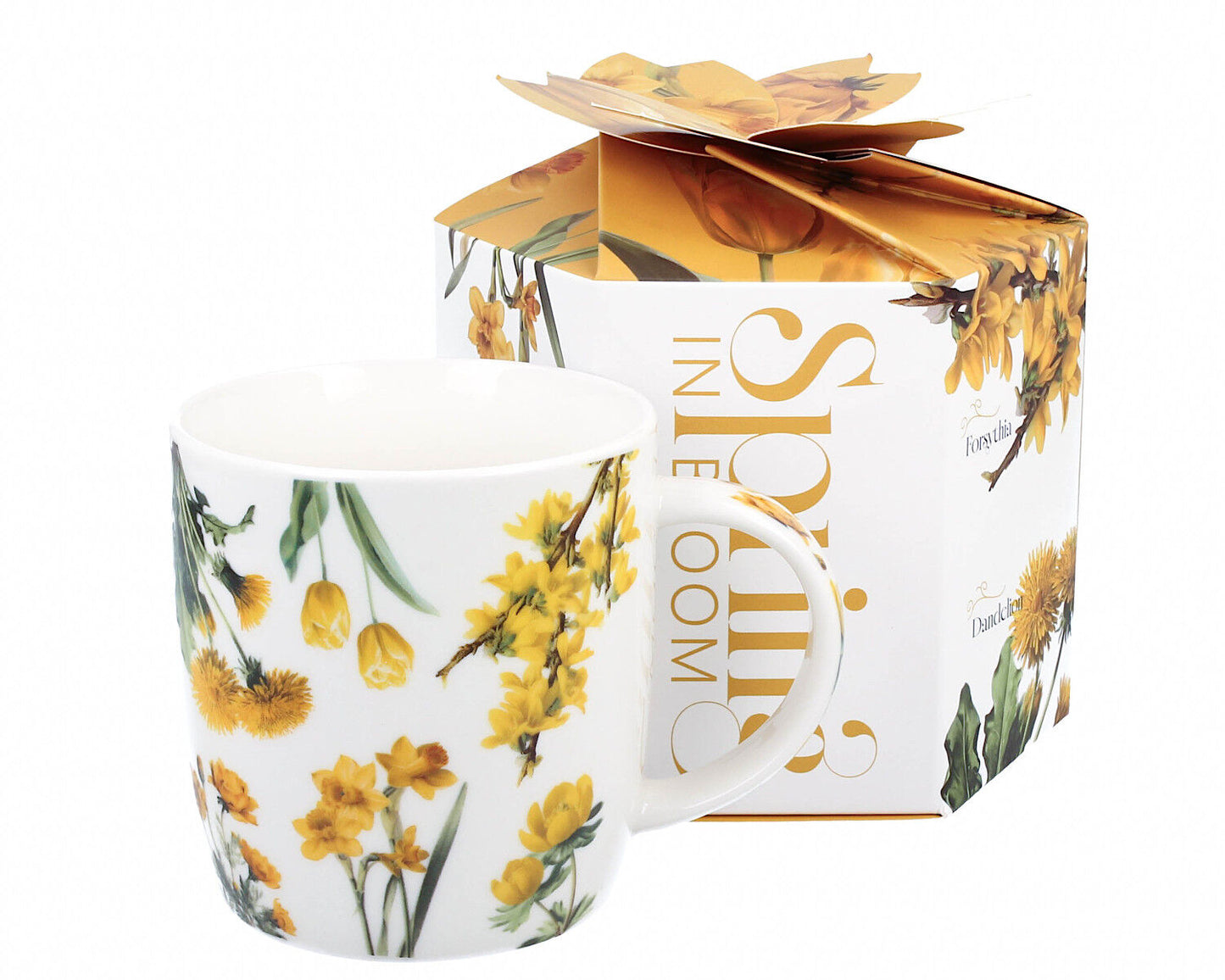 DUO Spring in bloom Becher 400 ml YELLOW FLOWERS in dekorativer Box, New Bone China Porzellan – Bild 4
