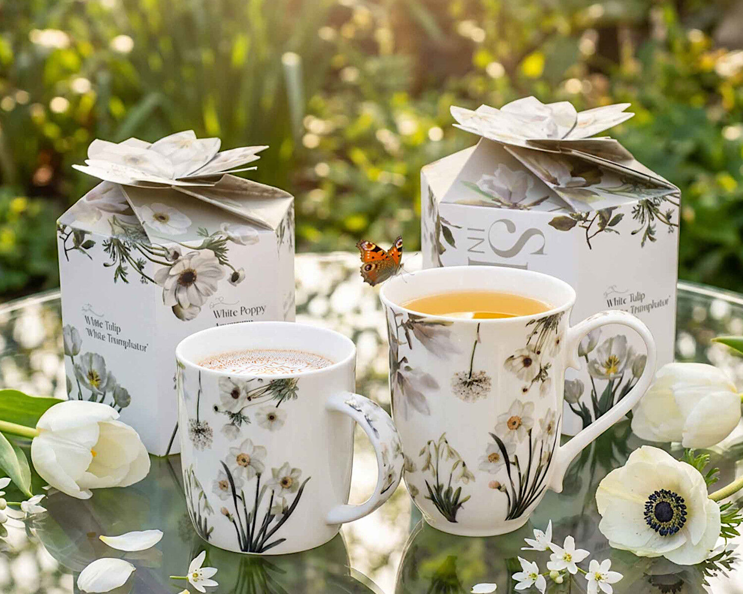 DUO Spring in bloom Becher 400 ml WHITE FLOWERS in dekorativer Box, New Bone China Porzellan – Bild 8