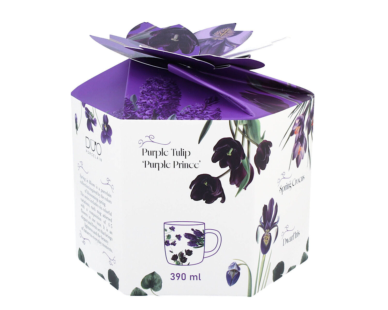 DUO Spring in bloom Becher 400 ml PURPLE FLOWERS in dekorativer Box, New Bone China Porzellan