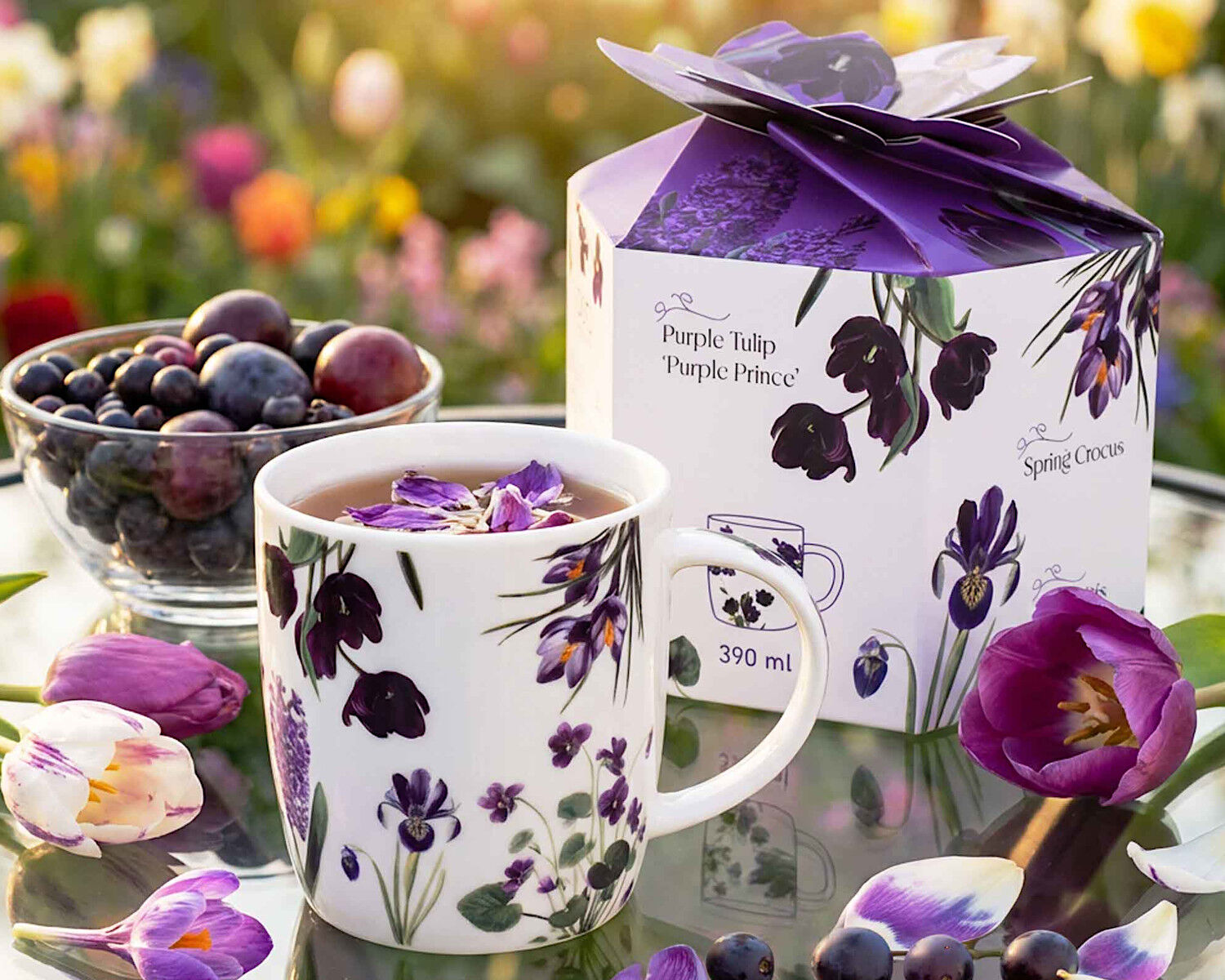 DUO Spring in bloom Becher 400 ml PURPLE FLOWERS in dekorativer Box, New Bone China Porzellan – Bild 8