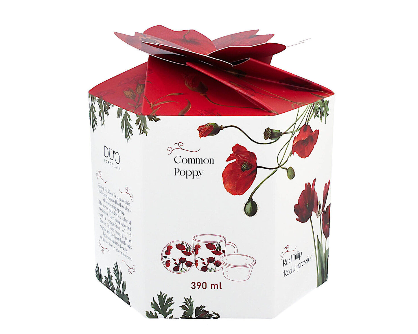 DUO Spring in bloom Becher 400 ml RED FLOWERS mit Teesieb und Deckel, New Bone China Porzellan – Bild 2