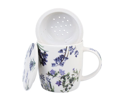 DUO Spring in bloom Becher 400 ml BLUE FLOWERS mit Teesieb und Deckel, New Bone China Porzellan – Bild 7