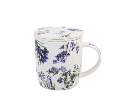 DUO Spring in bloom Becher 400 ml BLUE FLOWERS mit Teesieb und Deckel, New Bone China Porzellan – Bild 6