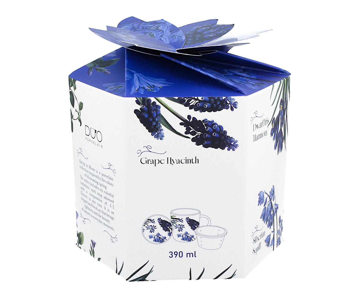 DUO Spring in bloom Becher 400 ml BLUE FLOWERS mit Teesieb und Deckel, New Bone China Porzellan