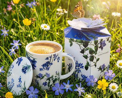 DUO Spring in bloom Becher 400 ml BLUE FLOWERS mit Teesieb und Deckel, New Bone China Porzellan – Bild 8