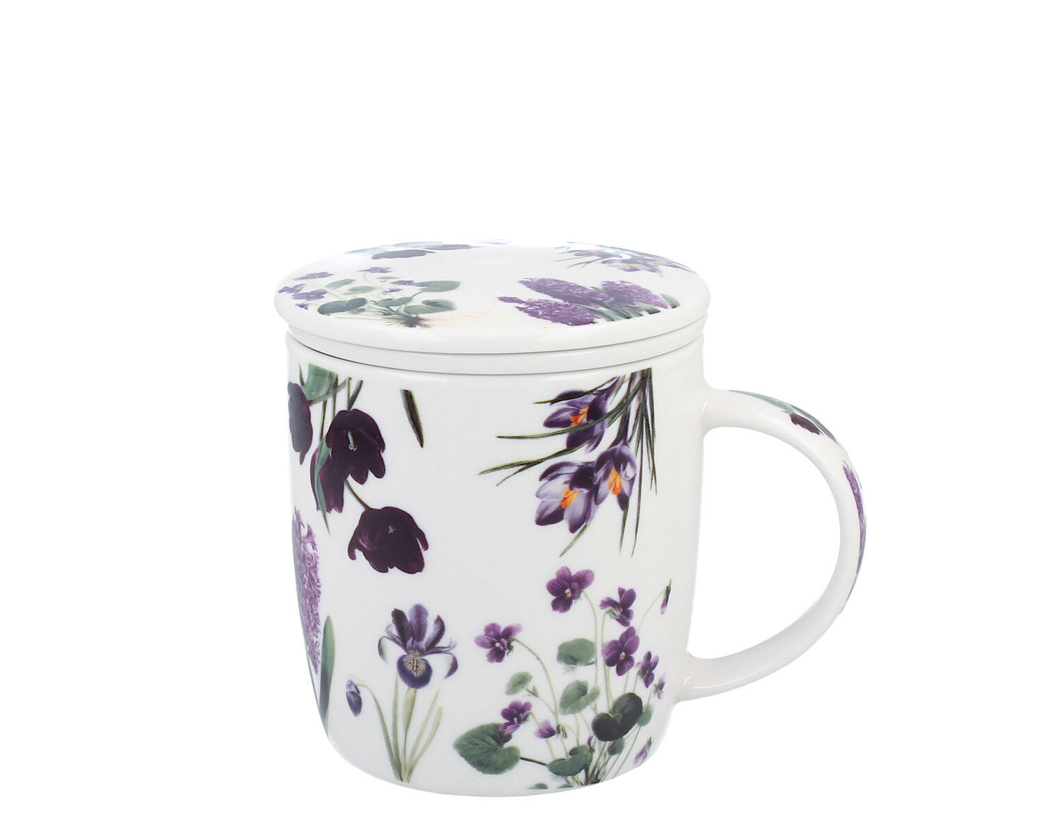 DUO Spring in bloom Becher 400 ml PURPLE FLOWERS mit Teesieb und Deckel, New Bone China Porzellan – Bild 7