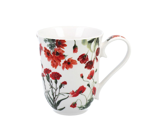 DUO Spring in bloom Becher 460 ml RED FLOWERS in dekorativer Box, New Bone China Porzellan