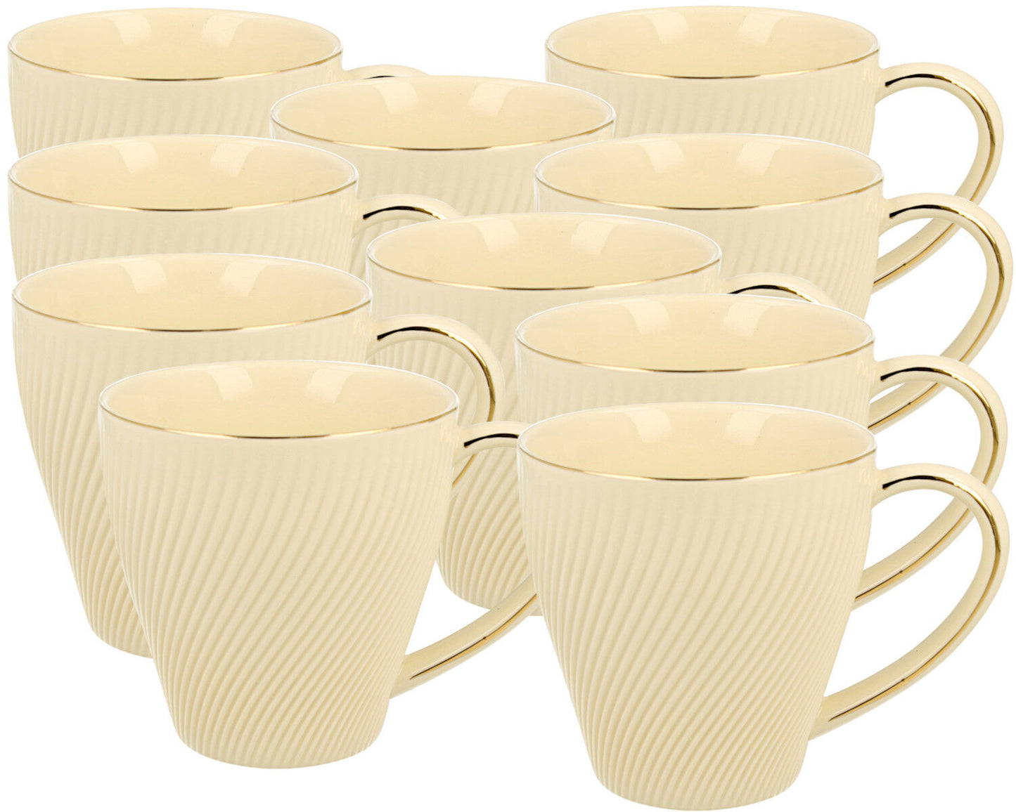 10er SET DUO ECRU Becher 430 ml ICE CREAM New Bone China Porzellan