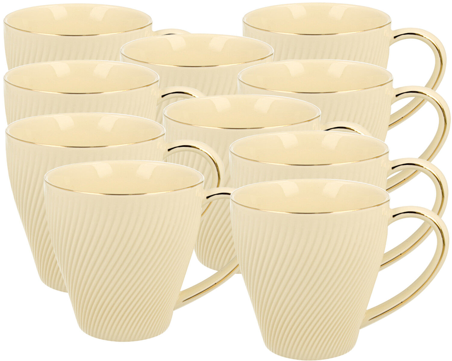 10er SET DUO ECRU Becher 430 ml ICE CREAM New Bone China Porzellan