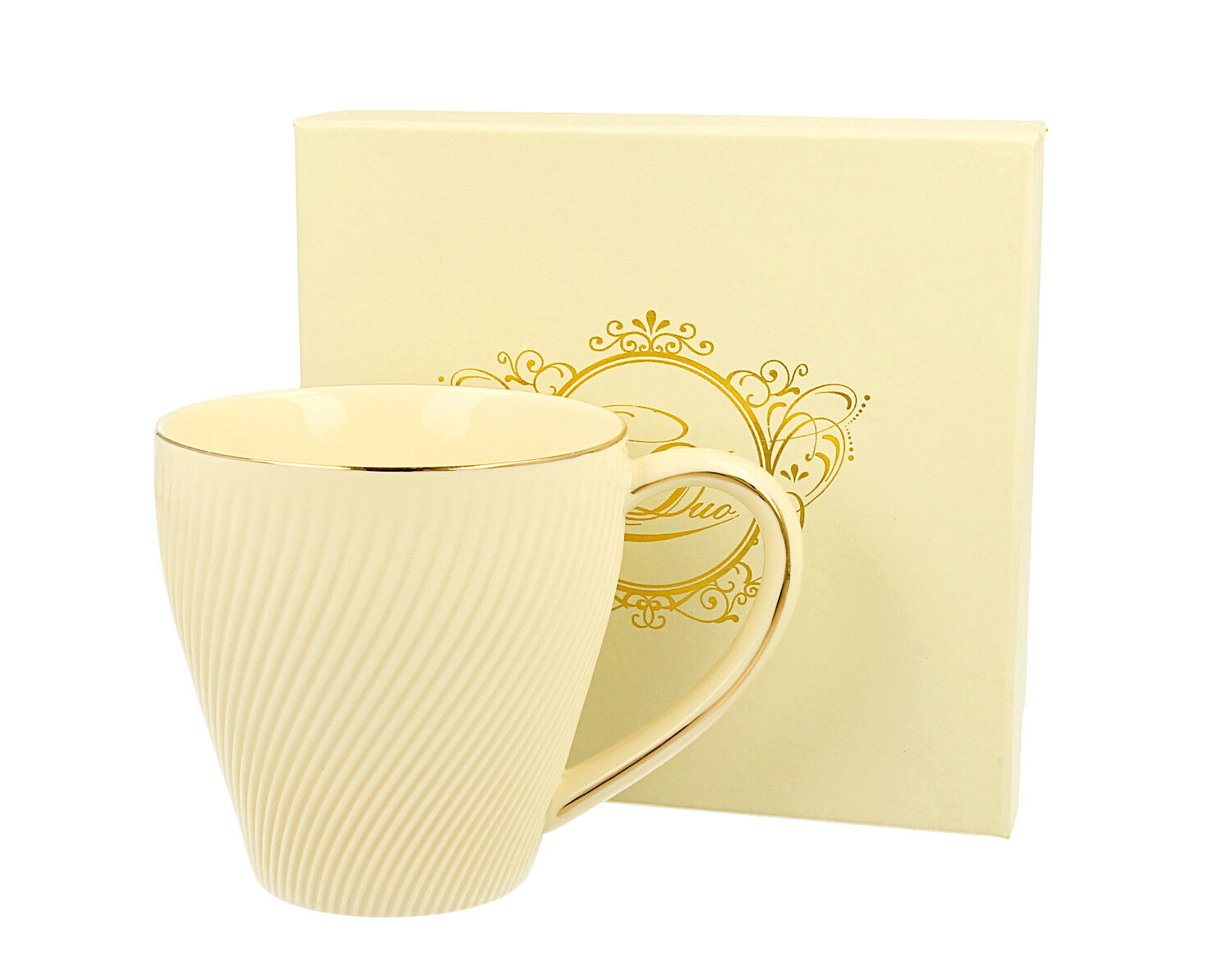 10er SET DUO ECRU Becher 430 ml ICE CREAM New Bone China Porzellan – Bild 3