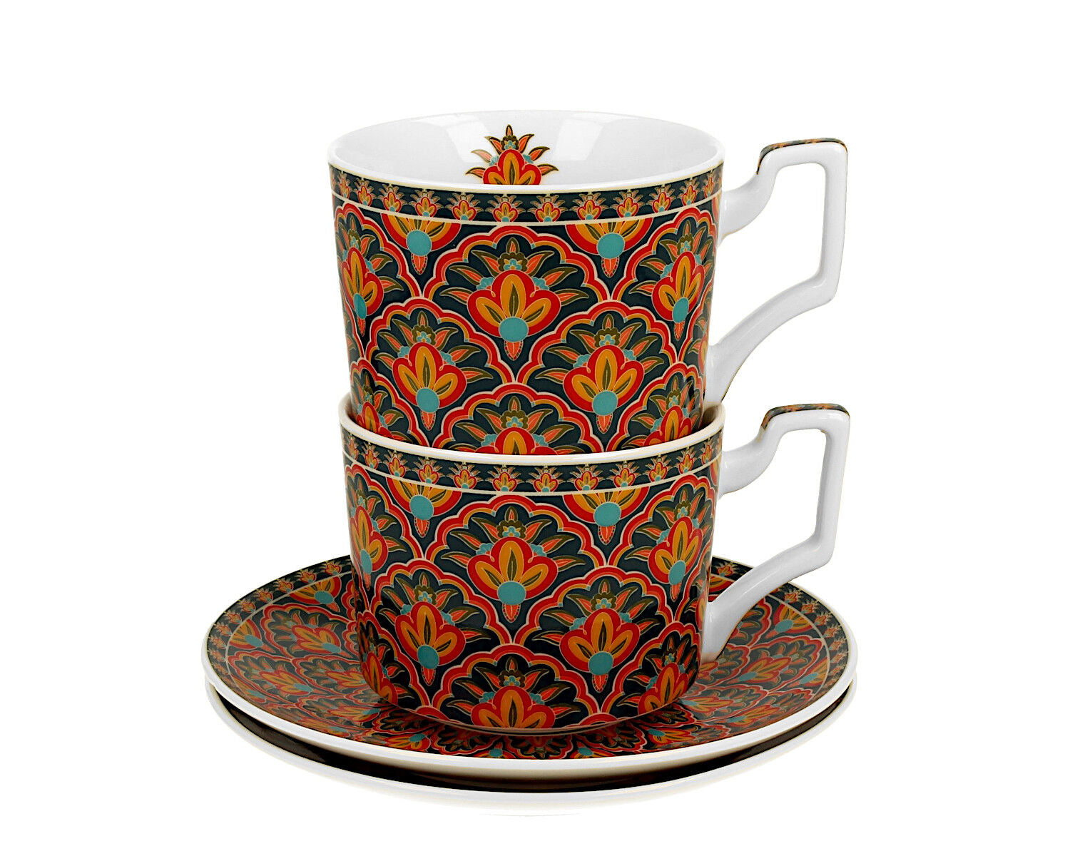 DUO GEOMETRIC 2er-Set Luxus Tassen 250 ml FESTUM, mit Untertassen, New Bone China Porzellan – Bild 3