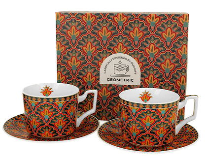 DUO GEOMETRIC 2er-Set Luxus Tassen 250 ml FESTUM, mit Untertassen, New Bone China Porzellan – Bild 4