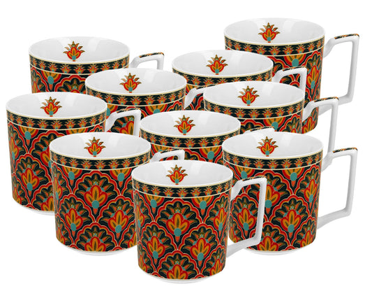 10er SET DUO GEOMETRIC FESTUM Tasse 400 ml, New Bone China Porzellan