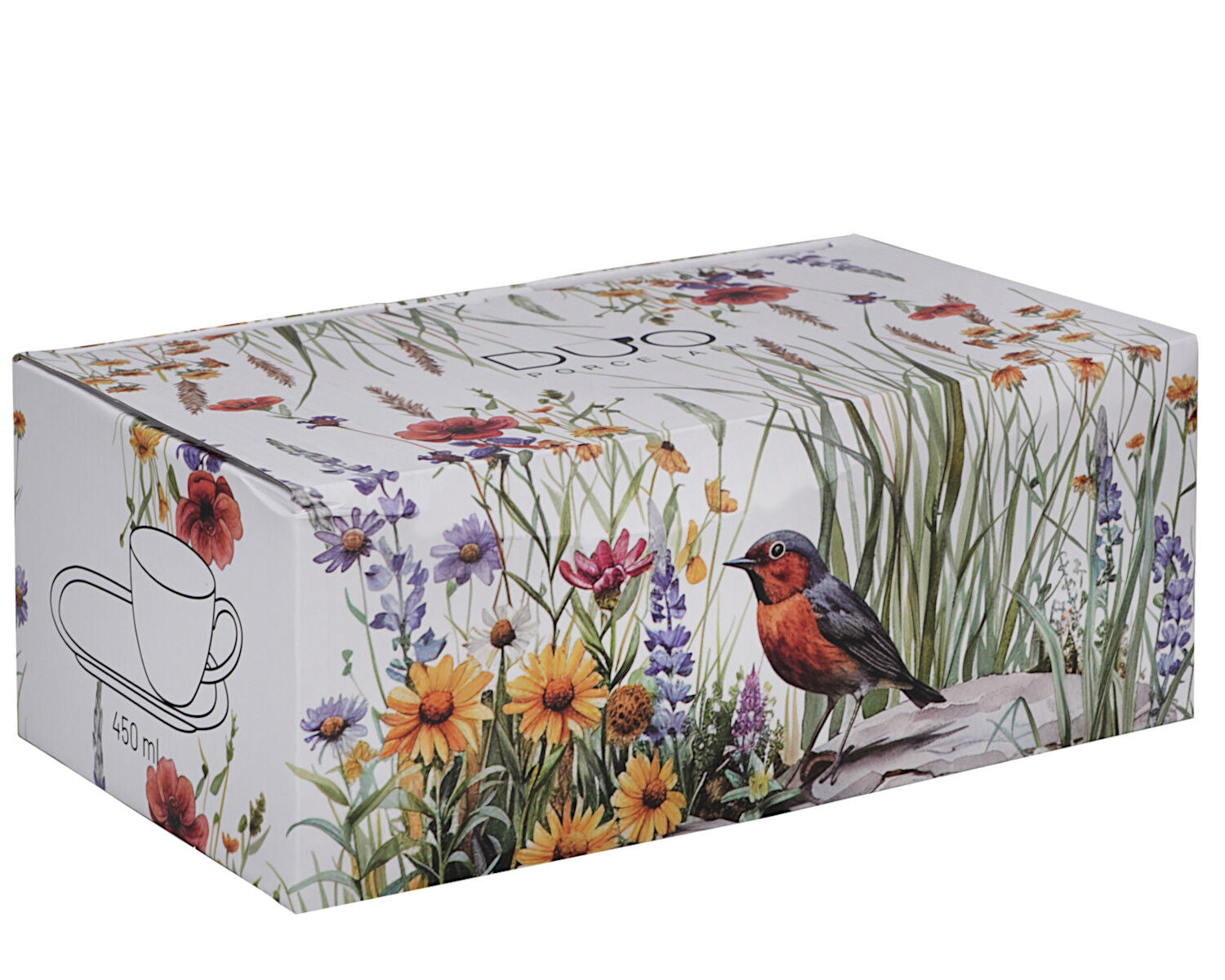 DUO Flowers Classic JULY Frühstücks-Set Tasse 450 ml mit langem Unterteller, New Bone China Porzellan – Bild 4