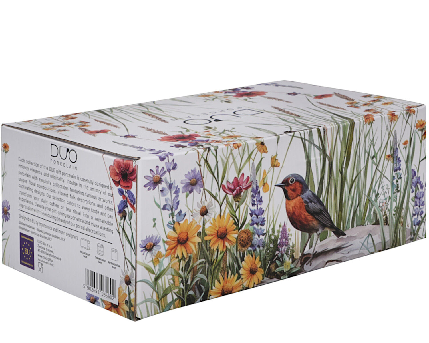 DUO Flowers Classic JULY Frühstücks-Set Tasse 450 ml mit langem Unterteller, New Bone China Porzellan – Bild 5