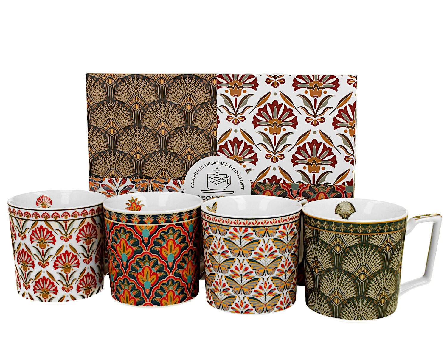 DUO GEOMETRIC 4er Set Becher 350 ml, New Bone China Porzellan – Bild 2