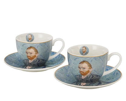 DUO ART GALLERY 2er-Set Tasse mit Untertasse PORTRAIT OF Van Gogh, New Bone China Porzellan – Bild 7