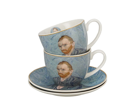 DUO ART GALLERY 2er-Set Tasse mit Untertasse PORTRAIT OF Van Gogh, New Bone China Porzellan – Bild 6