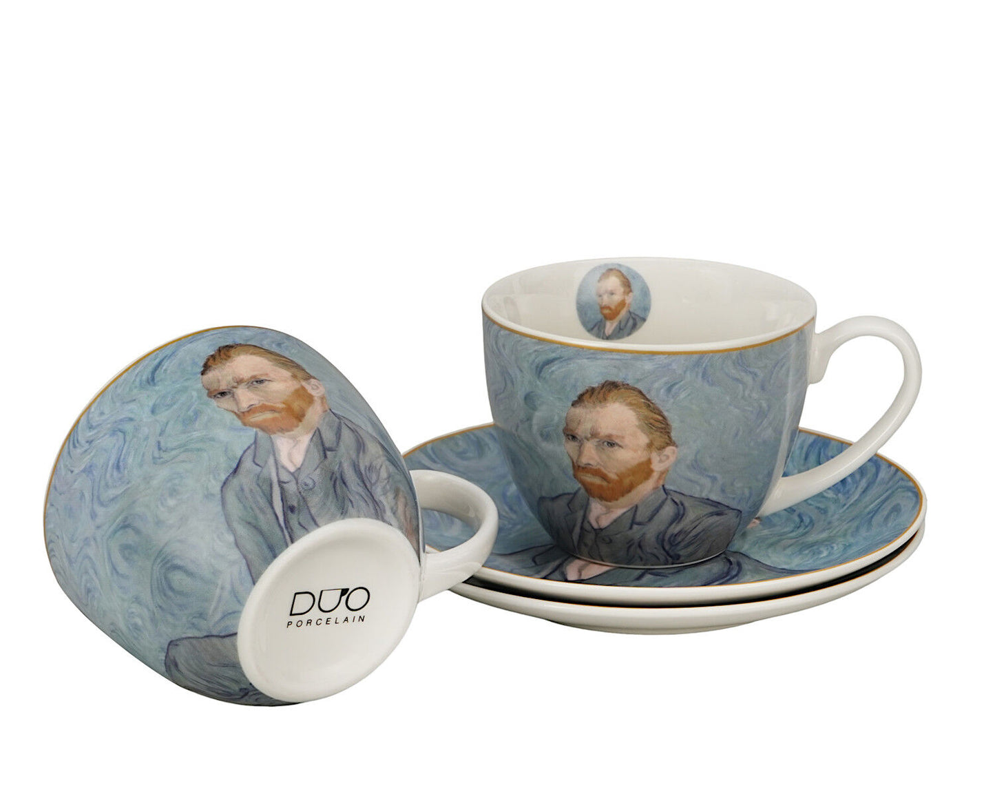 DUO ART GALLERY 2er-Set Tasse mit Untertasse PORTRAIT OF Van Gogh, New Bone China Porzellan – Bild 5