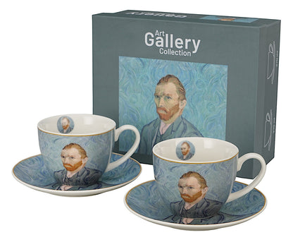 DUO ART GALLERY 2er-Set Tasse mit Untertasse PORTRAIT OF Van Gogh, New Bone China Porzellan – Bild 4