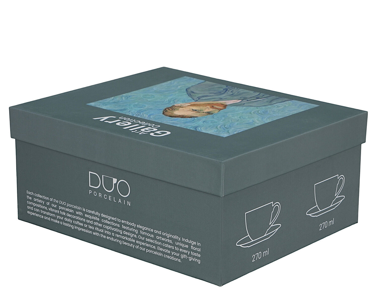 DUO ART GALLERY 2er-Set Tasse mit Untertasse PORTRAIT OF Van Gogh, New Bone China Porzellan