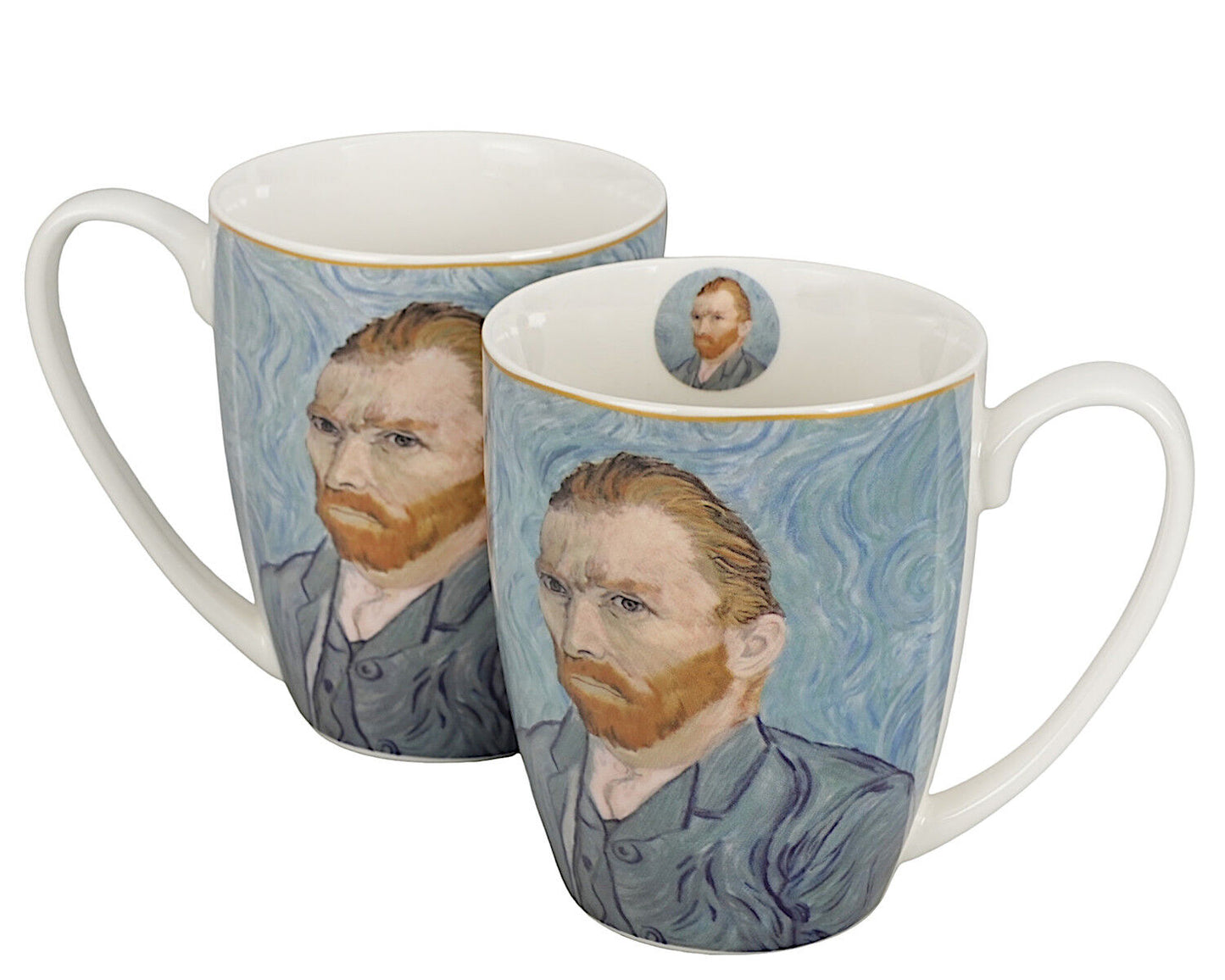 DUO ART GALLERY 2er-Set klassischer Becher 360 ml PORTRAIT OF Van Gogh, New Bone China Porzellan – Bild 2