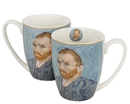 DUO ART GALLERY 2er-Set klassischer Becher 360 ml PORTRAIT OF Van Gogh, New Bone China Porzellan – Bild 2