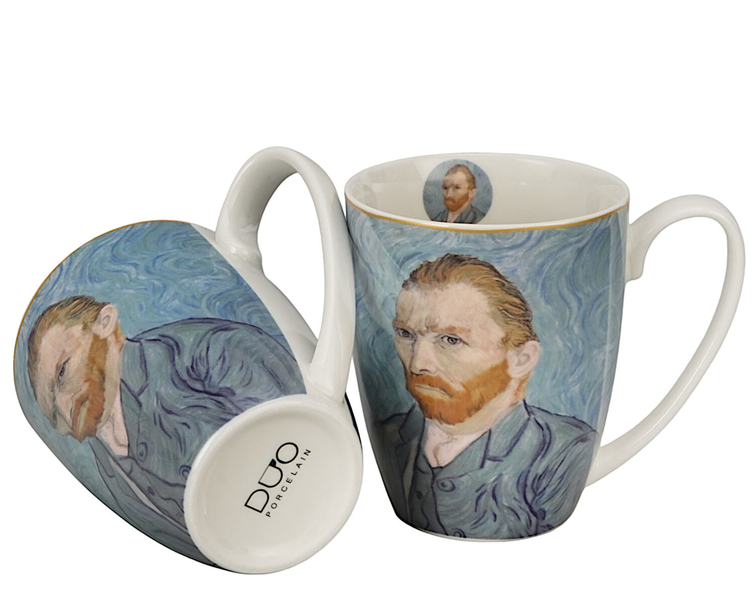 DUO ART GALLERY 2er-Set klassischer Becher 360 ml PORTRAIT OF Van Gogh, New Bone China Porzellan – Bild 3