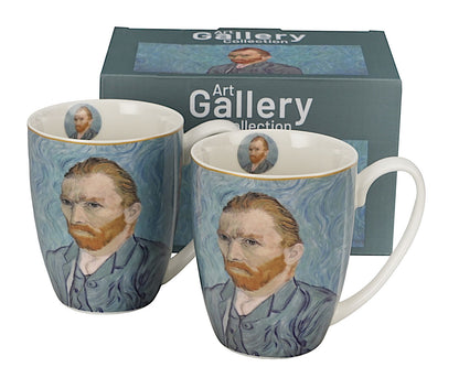 DUO ART GALLERY 2er-Set klassischer Becher 360 ml PORTRAIT OF Van Gogh, New Bone China Porzellan – Bild 4