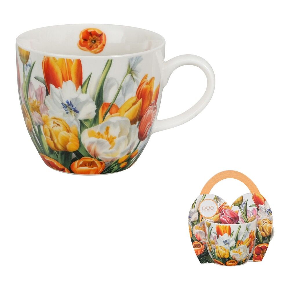 DUO Flowers Classic Becher TULIPANY 460 ml, New Bone China Porzellan, im Geschenkkarton