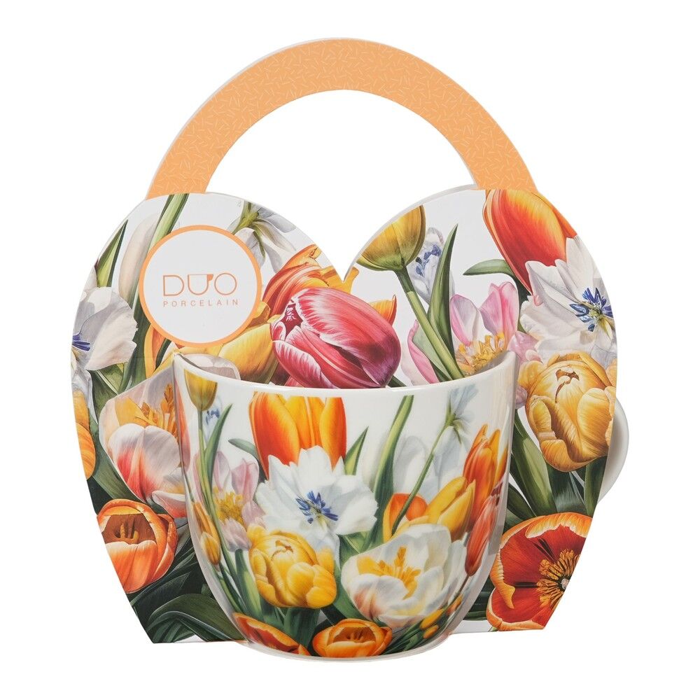 DUO Flowers Classic Becher TULIPANY 460 ml, New Bone China Porzellan, im Geschenkkarton