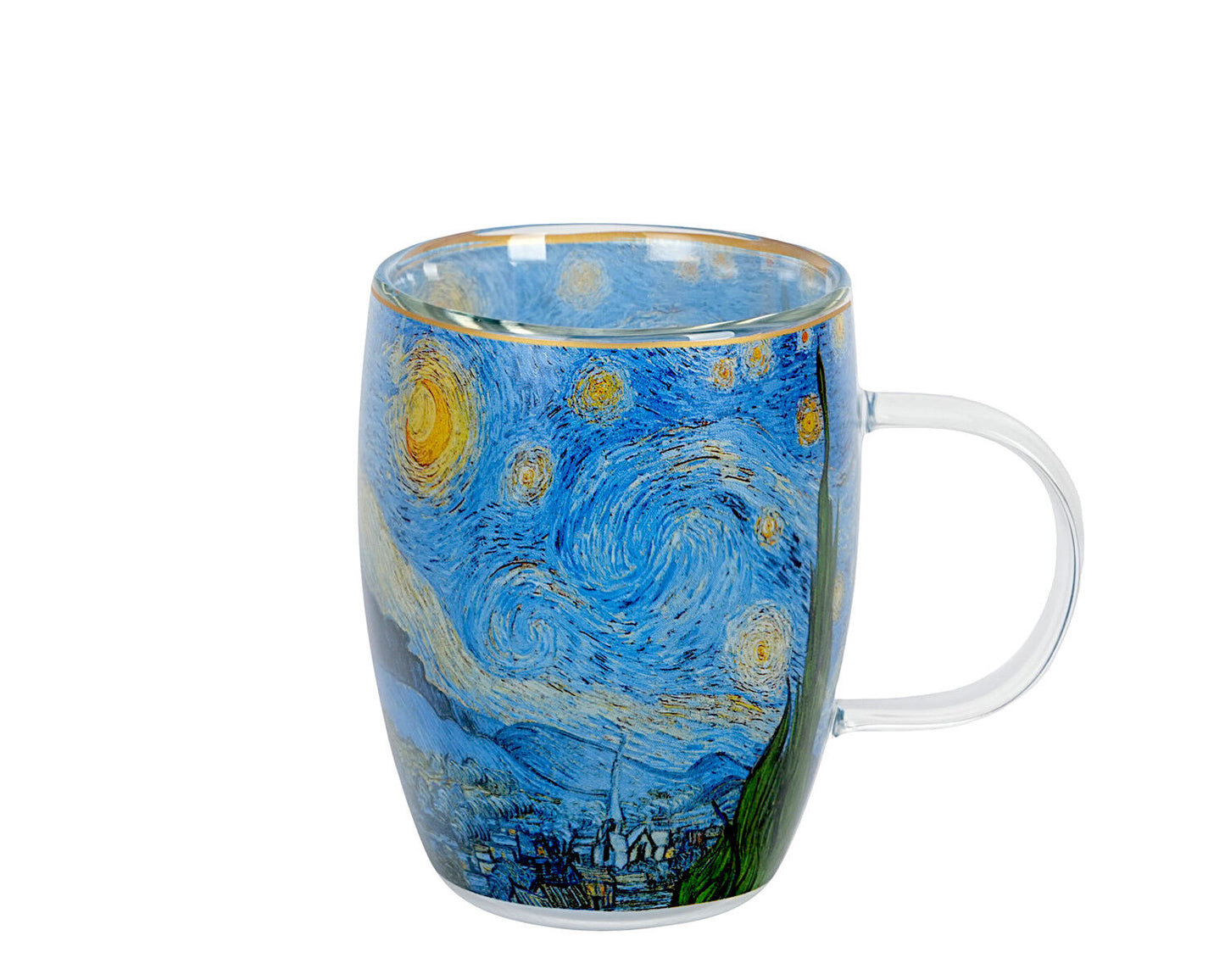 DUO ART GALLERY Glasbecher 350 ml STARRY NIGHT inspired by Van Gogh, doppelwandiges Kristallglas – Bild 5