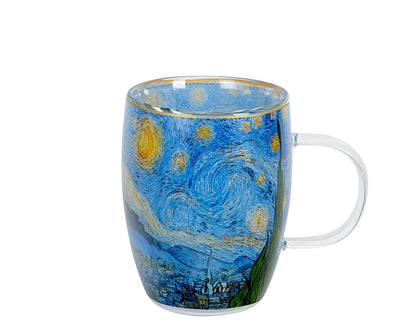 DUO ART GALLERY Glasbecher 350 ml STARRY NIGHT inspired by Van Gogh, doppelwandiges Kristallglas – Bild 5