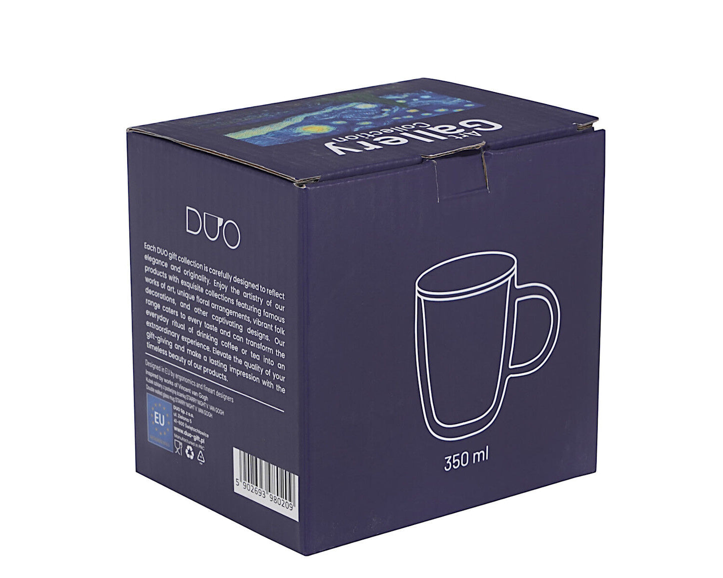 DUO ART GALLERY Glasbecher 350 ml STARRY NIGHT inspired by Van Gogh, doppelwandiges Kristallglas – Bild 3