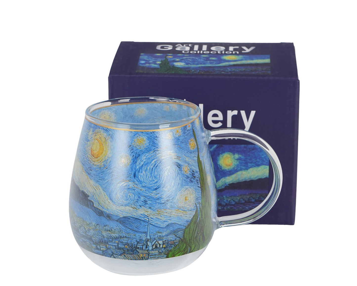 DUO ART GALLERY Glasbecher 530 ml STARRY NIGHT inspired by Van Gogh, Kristallglas – Bild 3