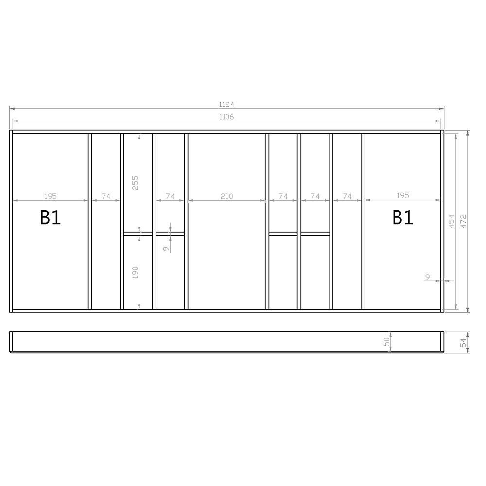 Besteckeinsatz 120er Schubl. B 1124 x T 472 mm passend für BLUM Legra 16 mm Schubladen